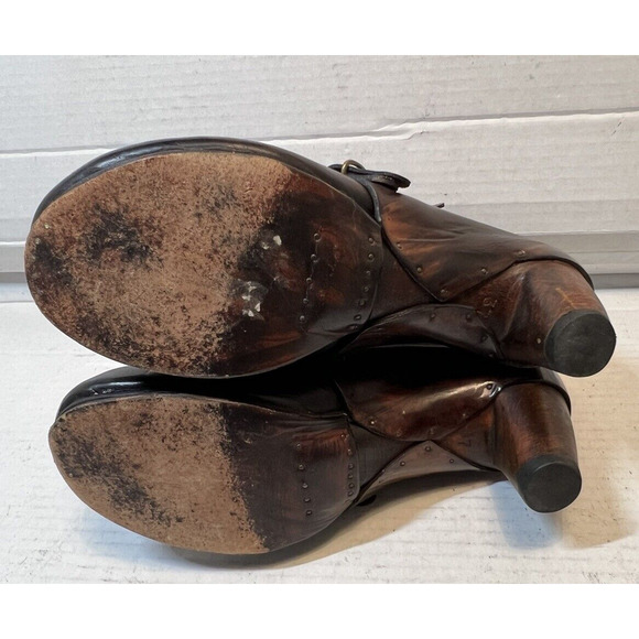 Munoz Vrandecic Handmade Wood Heel Leather Heels Shoes Euro Sz 37 US 6.5 - Picture 7 of 12